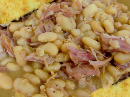 Bean soup with cornbread.