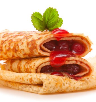 Pancakes, blintzes, and crepes for breakfast.