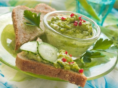 Guacamole and multi-grain Roman Meal toast.