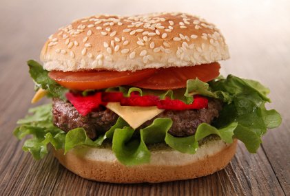 Hamburger with pickled beets - image.