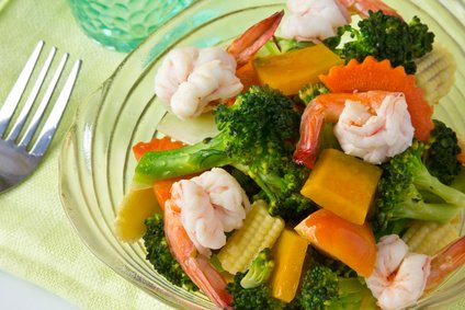 Pumpkin and shrimp stir fry.