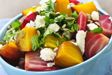 Roasted red and golden beets - image.
