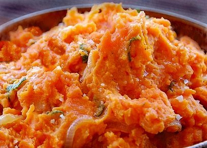 Mashed sweet potatoes.